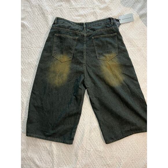 Supermade Distressed "Dirty" denim Shorts Streetwear XXL Grunge Skater - Picture 3 of 10